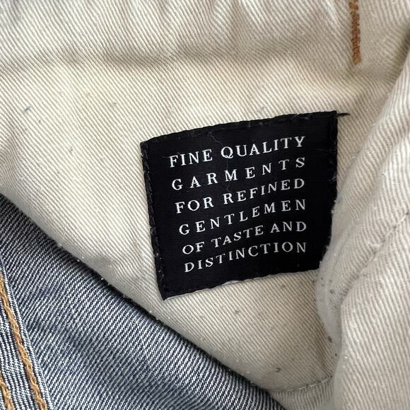 AKOO Jeans Mens 40/34 Blue Paint Splatter Distressed No Rivals Patch Big Oak Fit - Picture 16 of 16